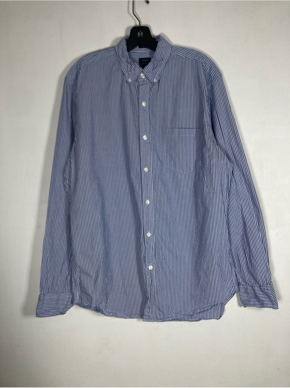 J.Crew Flex Washed Classic Fit Blue White Striped Shirt Men's Size M Office
